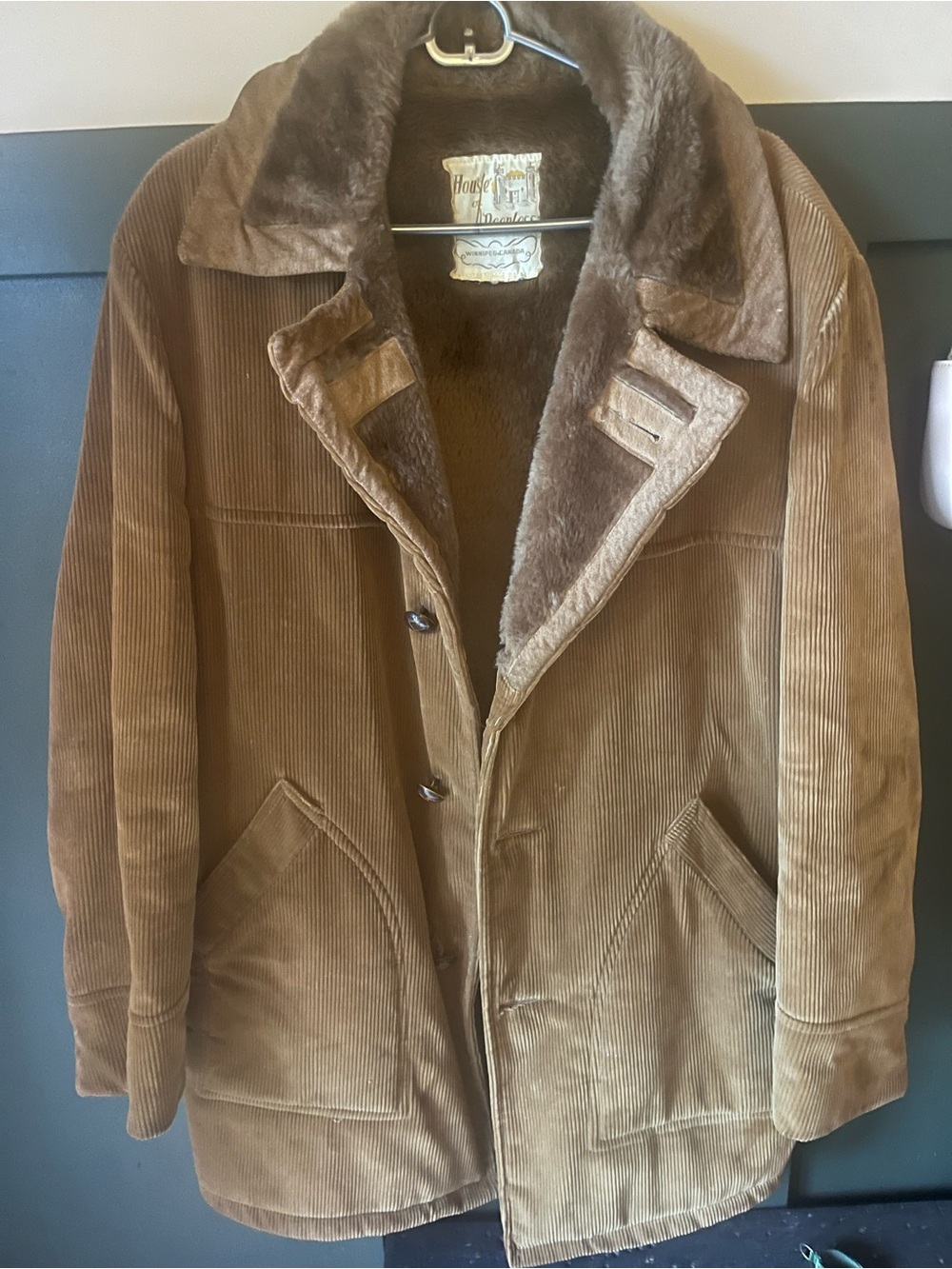 Vintage Canadian Made Brown Corduroy Lined Men's Coat